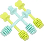 COLLBATH 4pcs Honey Stirrer Sticks Light Green Dipper Wands for Mixing Drizzling Honey Syrup for Restaurant Daily Use