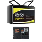 12V 100Ah Lithium Battery + Switch Panel ON-OFF Control Box (Connect 17 Devices)