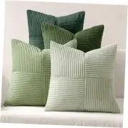 Set of 4 Spring Green Decorative Corduroy Throw Pillow Covers 18x18 Inch