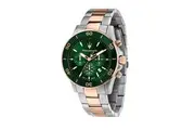 Maserati Competizione Chronograph Two Tone Stainless Steel Green Dial Quartz R8873600004 100M Men's Watch