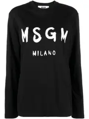 [Msgm] Msgm-T-Shirt Maniche Lunghe Con Stampa Logo-Donna L