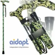 Folding & Extendable Patterned Walking Stick - Green Camoflauge - *QUALITY* BNIB