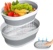 Collapsible Wash Basin & Colander Set - 5.3 QT Folding Portable Camping Sink Sto