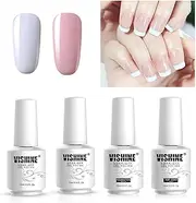 Vishine Gel Polish French Manicure Kit Top Base Coat Set Nail Gel Color White Pink Pedicure 15ml