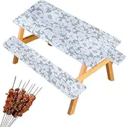 Picnic Table,Picnic Table and Bench Covers | Fitted Picnic Table with Bench Covers and Bag, Outdoor Waterproof Picnic Tablecloth with Elastic Edges