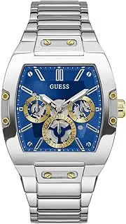 [GUESS] Men's 43mm Watch - Silver Tone Bracelet Blue Dial Silver Tone Case, Silver, Classic