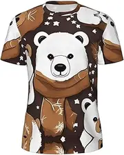 [DRTGEDS] White Bear Brown Bear Men's Mesh Short Sleeve Round Neck T Shirts Party Tops for Beach Gatherings, Black, S