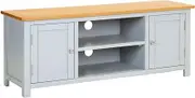 Solid Oak TV Stand for Living Room - 120cm Wide - Wood Entertainment Center Table for Media, TV Stand Room Storage - Light Grey