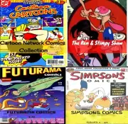 4 DVD ROMS Simpsons, Futurama, Cartoon network, Ren and Stimpy Comics FREE SHP