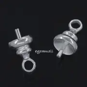 2 Sterling Silver Eye Pin Pearl Pendant Charm Connector Bail w/ 4.6mm Cup #51766