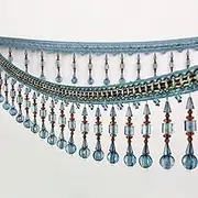 Tassel Fringe Trim, 3 Meter Beaded Pendant Tassel Fringe Hanging Crystal Beads Braid Fabric Edging Sewing Trims for DIY Curtain Lampshades(Blue)