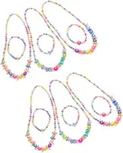 [Abaodam] 3 Sets Jewelry Ornament Children Bracelet Jewelry Kit Suit Beads Bracelet Metallic Colors Necklace Necklace Colorful Beaded Bracelets Necklace for