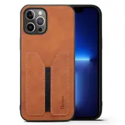 Denior For Apple iPhone 13 Pro Leather Case with Elastic Wallet Card Holder Slot Pocket Cover – Brown