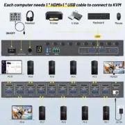 10 Port KVM Switch HDMI USB3.0 4K@60Hz EDID Simulation 10 Port HDMI KVM Switcher
