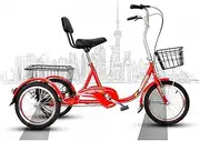 3 Wheels Adult Tricycle Trikes 3 Wheel Bikes Single Speed Portable Cruiser Bicycles with Shopping Basket for Seniors Women Men - Red Cycling