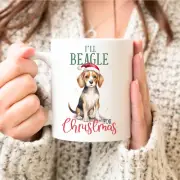 Christmas Dog Mug Beagle Holiday Dog Lover Gift Festive Coffee Cup 11 oz
