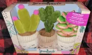 NEW Greenhouse Russ 3pk Potted Plant Plush Set w/ Rubber Tree Succulent & Cactus