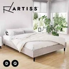 Artiss Bed Frame Queen Double Size Beige Bed Base ZORA