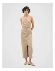 [Seed Heritage] Linen Belted Midi Dress in Cookie