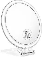 JMH Magnifying Handheld Mirror Double Sided, 1X 20X Magnification Hand Mirror, Travel Folding Held Adjustable Rotation Pedestal, Portable Small Makeup Mirror, 6 Inch
