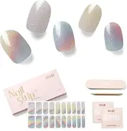 NAILOG Semi Cured Gel Nail Strips Glossy & Long Lasting Soft Gel Finish (20 Extra Long Nail Stickers) | Nail Wraps,Misty Glow