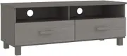 vidaXL TV Cabinet 'HAMAR' Light Grey - Solid Pinewood and MDF TV Stand with Storage Compartments and Cable Management
