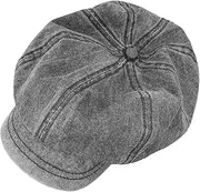 [rockible] Women Flat Cap Decoration Cabbie Cap for Camping Dating Birthday Ladies Picnic Grey