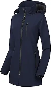 [CREATMO US] Women's Lightweight Waterproof Long Softshell Tactical Jacket Fleece Lined Windbreaker