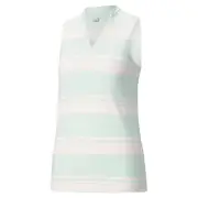 New Puma Golf Ladies Cloudspun Valley Stripe Sleeveless Polo