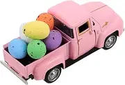 iplusmile Easter Pickup Truck Decor Vintage Diecast Metal Truck with Eggs Farmhouse Tabletop Decoration for Spring Holidays Unique American Style for Home Kitchen Shelf