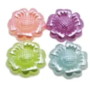 50 Mixed Color Acrylic Pearl Flatback Sunflower Cabochon 18mm Scrapbook Craft