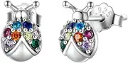 [WRITWAA] Ear Studs Girl Ear Decor Fashion Accessory Ladybug Studs for Women Colorful Zirconia Earrings