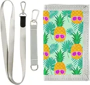 [Yoogain] Summer Sunglasses Pineapple Palm Leaf Green billfolds for woman pop trifold wallet for men with lanyard, Summer Sunglasses pineapple palm leaf green, 1 size, Fashion