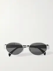 [CELINE Eyewear] CELINE Eyewear - Oval-frame Silver-tone And Acetate Sunglasses - One size One size Silver