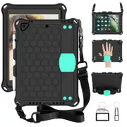 Catzon Hive iPad Case For iPad 5/6/Pro 9.7/iPad9.7 Durable Stand Cover With Shoulder Strap-BlackAqua