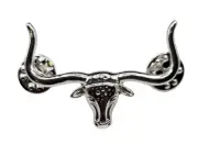Cactus Ranch Hat Pin Longhorn Small Silver - Hats Add-Ons - Hp-15S