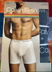 CALVIN KLEIN COTTON STRETCH BOXER BRIEF 3 PACK BLUE/BLACK NP24220-331 SIZE M