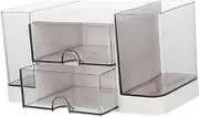 GRIRIW Clear Storage Organizer Large Capacity Plastic Desk Caddy for Stationery Files Small Accessories Transparent Office Storage Box with See Through Drawers for Home