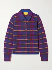 [Guest In Residence] Guest In Residence - Dylan Checked Cashmere Jacket - Purple - small small Purple