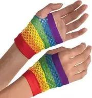 Rainbow Fishnet Gloves