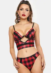 You're Exciting Plaid Lingerie Set
