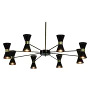 Large Italian Chandelier "Diabolo" in Stilnovo Style Mid Century Ceiling Lamp