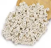 260Pcs Wooden Letter Beads, Wood Alphabet Beads Initial 26 Letters, Wooden Large Square Letter Bead, Clear Printing Wood Bead for DIY, Crafts, Bracelet, Jewelry Making