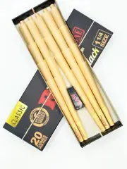 2x Raw Black Ultra Fine Natural 1 1/4 Pre Rolled Paper Cones 40 Pack Cone