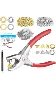 PAXCOO 802Pcs Grommet Eyelet Pliers Kit, 1/4 Inch 6mm Tool Kit with 800 Metal