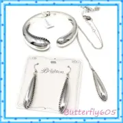 Brighton Pretty Tough Droplet Hinged Bangle Earrings Necklace Set NWT Pouch $236