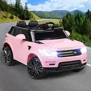 ALFORDSON Kids Ride On Car Dual Motor, Remote Control Car 12V Eletric with Music Player, LED Headlight Tail Lights, Ride-on Car Design Vehicle SUV Toy, Pink Colour