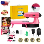 Beginner-Friendly Mini Pink Sewing Machine with Foot Pedal & Double Threading
