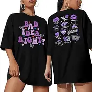 [MAXIMGR] Concert Shirt Women Oversized Bad Idea Right Shirts Retro Country Music Shirt Oversized Music Lover Fans Tee Tops