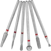 6pcs Set Nail Polish Head Set Grinding Head Nail Polishing Machine Head Nail Drill Bit Coarse Beauty Tool Nail Polishing Grinding Nail Drill Bits Hand Nail Tool Silver Plastic